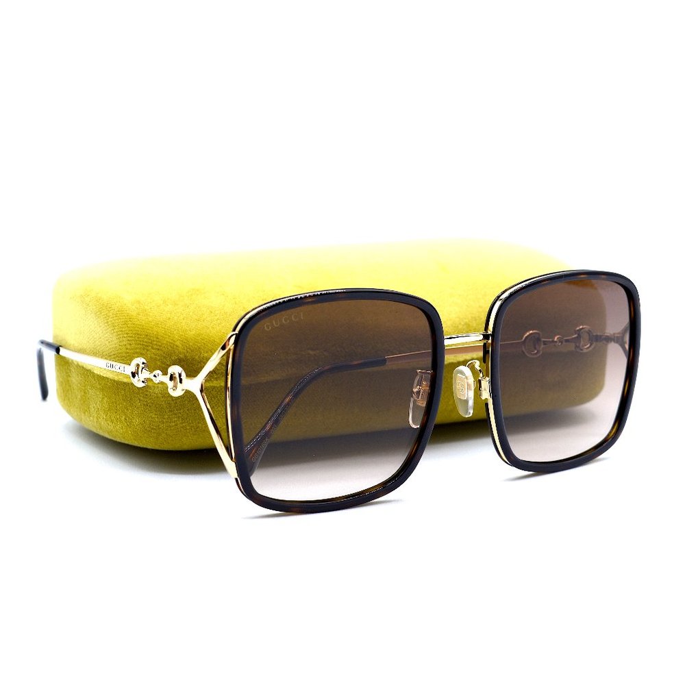 NEW GUCCI GG1016SK 003 HAVANA GOLD BROWN GRADIENT AUTHENTIC SUNGLASSES - Picture 1 of 13